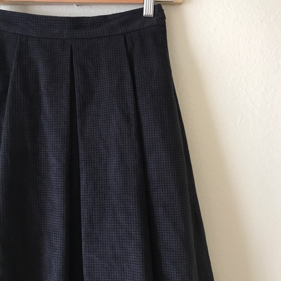 ZARA Deep Navy Midi Perforated Skirt - Picture 2 of 5
